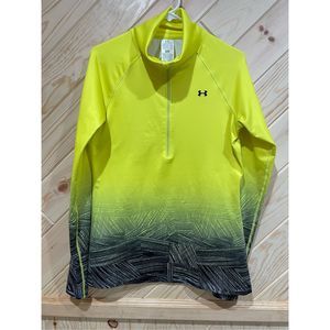Under Armour Womens Pullover Sweatshirt Quarter Zip Long Sleeve Yellow Black